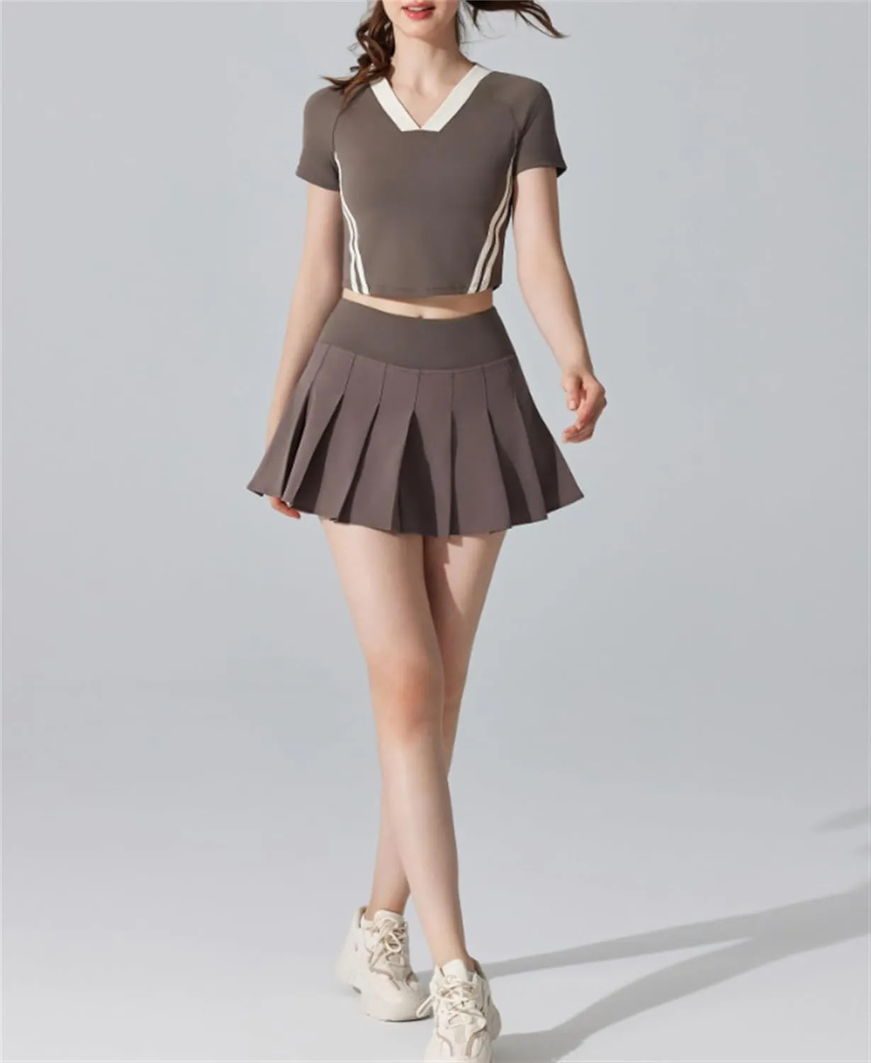 Joe Wenko Womens Pleated Tennis Skirt with Shorts High Waisted Golf Athletic Skort Mini Skirt with Pockets