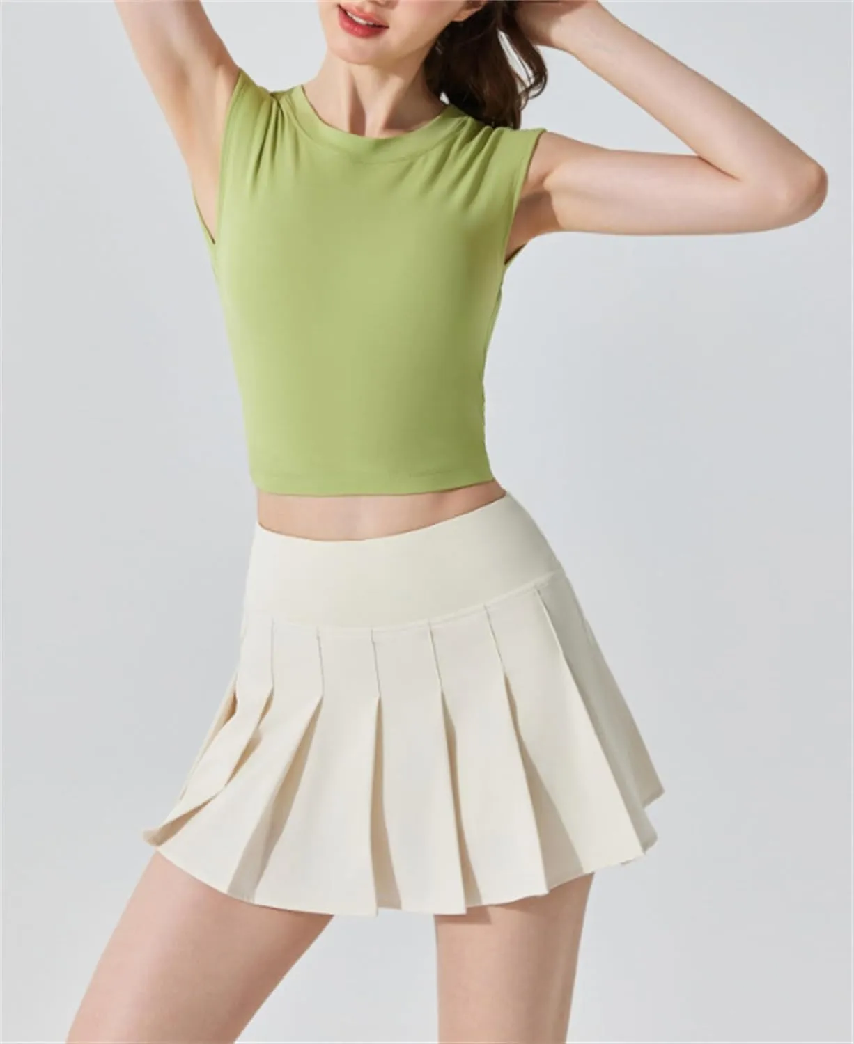 Joe Wenko Womens Pleated Tennis Skirt with Shorts High Waisted Golf Athletic Skort Mini Skirt with Pockets