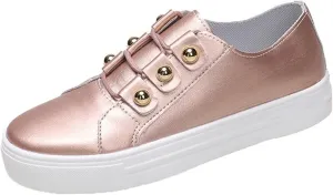 Lausiuoe Shoes For Women Dressy Casual Platform Leather Sneakers Slip On Loafers Fashion Comfortable Flat Walking Shoes