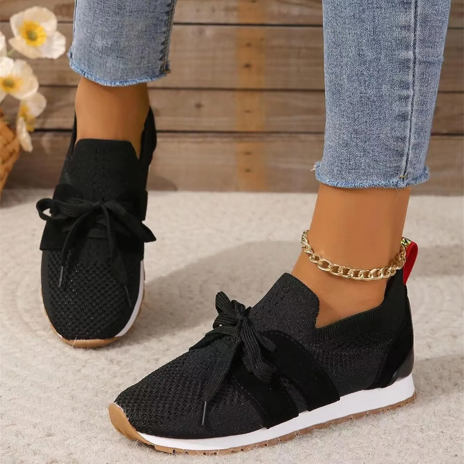 Lausiuoe Slip On Sneakers Women Arch Support Walking Shoes Comfort Light Weight Mesh Tennis Running Gym Fashion Sneakers 2025