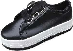 Lausiuoe Sneakers For Women Walking Shoes Wide Width Slip On Loafers Fashion Leather Sneakers Casual Soft Flat Shoes