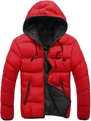 LCMTWX Mens Coats and Winter Jacket Coat Leisure Plus Size Hat Zip Pocket Cotton-Padded Warm Soft Hooded Jacket Jackets