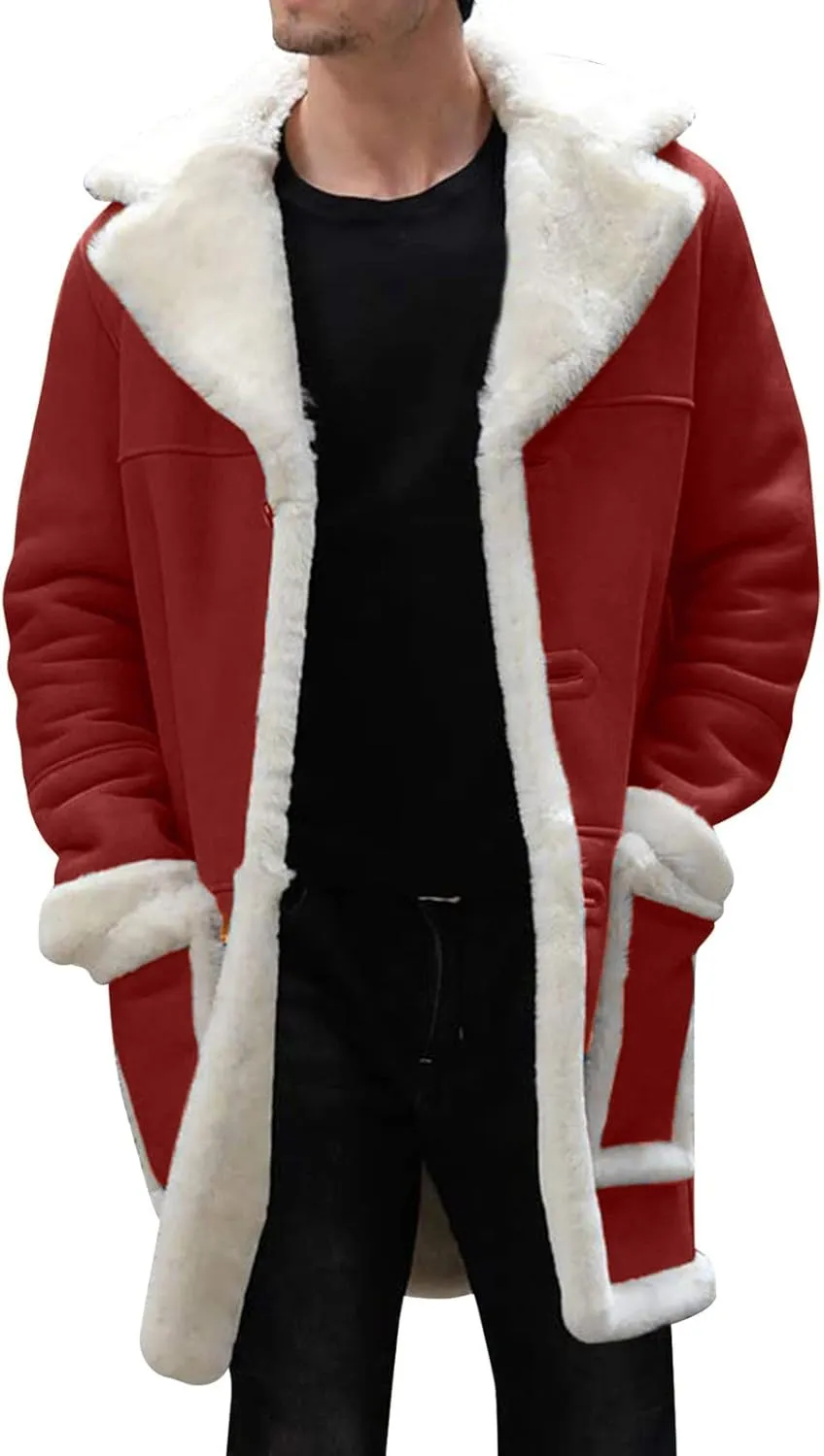 LCMTWX Mens Jackets Cardigan Coat Solid Color Buttons Coat Jacket Wool Long Sleeve Warm Coat Turn-down Collar Coat Men's