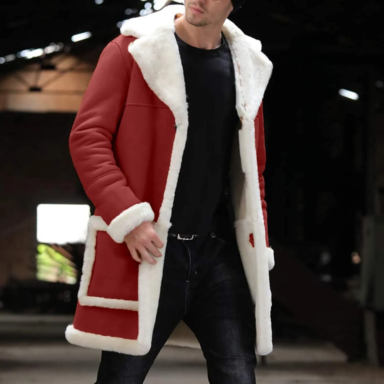 LCMTWX Mens Jackets Cardigan Coat Solid Color Buttons Coat Jacket Wool Long Sleeve Warm Coat Turn-down Collar Coat Men's