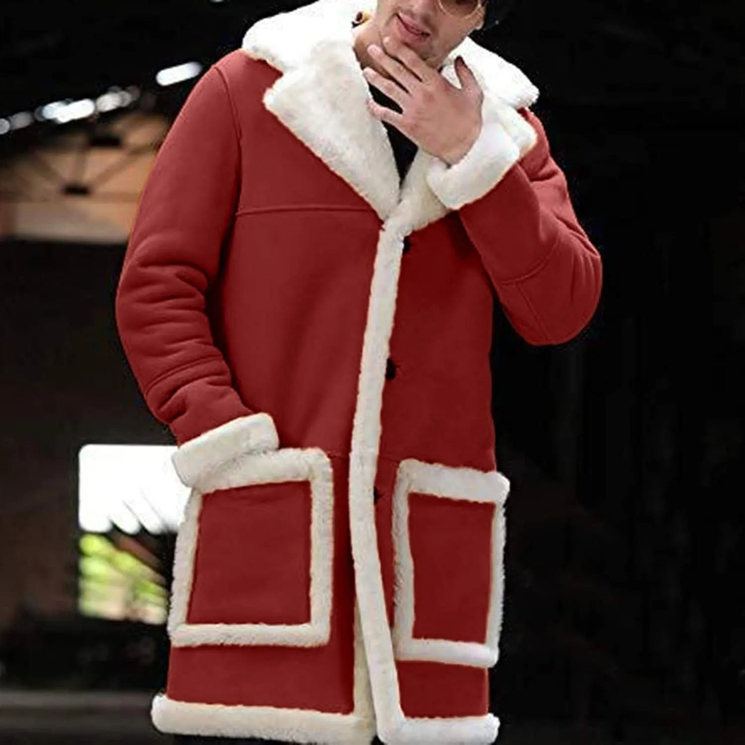 LCMTWX Mens Jackets Cardigan Coat Solid Color Buttons Coat Jacket Wool Long Sleeve Warm Coat Turn-down Collar Coat Men's