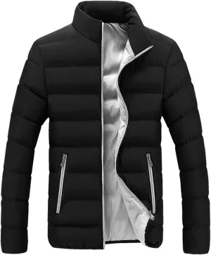 LCMTWX Men's Thick Thermal Winter Jacket Stand Collar Knitted Splice Sweater Coat Casual Cardigan Stylish Mens Puffer
