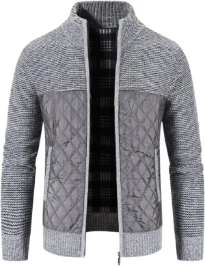 LCMTWX Mens Winter Coats Jacket Stand Collar Knitted Splice Sweater Coat Casual Cardigan Stylish Outwear Mens Coats