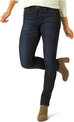 Lee Riders Women's Midrise Skinny Jeans with Premium Stretch Fabric (Blackened Denim Wash)