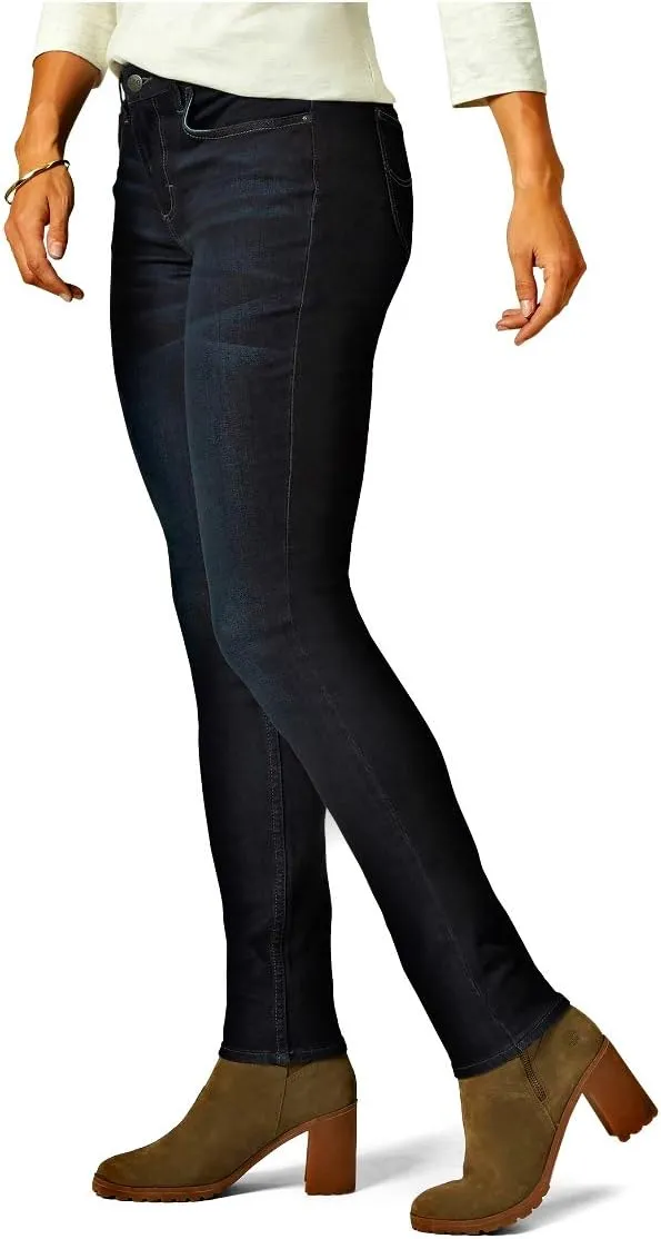 Lee Riders Women's Midrise Skinny Jeans with Premium Stretch Fabric (Blackened Denim Wash)