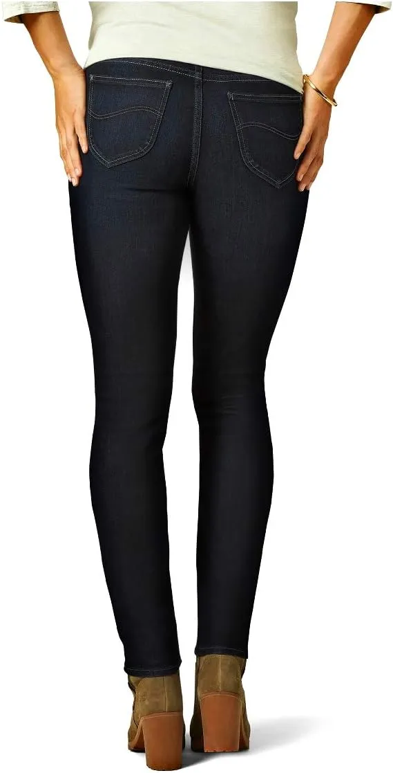 Lee Riders Women's Midrise Skinny Jeans with Premium Stretch Fabric (Blackened Denim Wash)