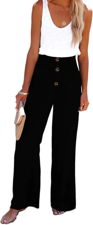 Linen Palazzo Pant for Women Casual Loose High Waist Wide Leg Lounge Pants Trousers with Pockets 2024 Summer