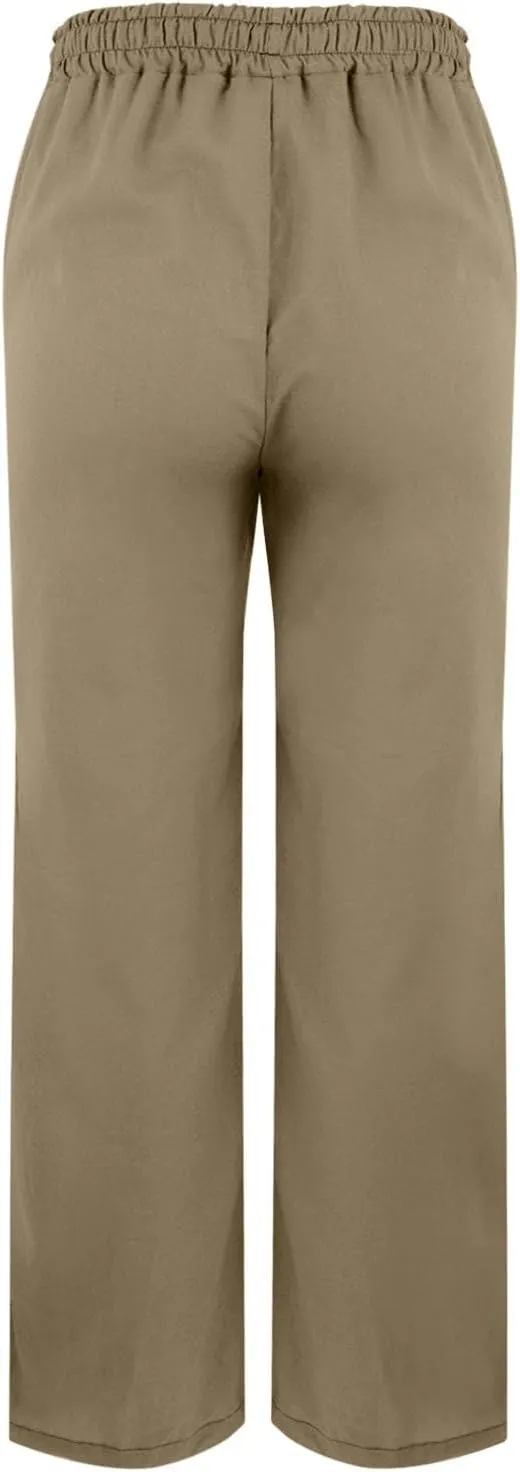 Linen Pants for Women 2025 Summer High Waist Elastic Straight Leg Lounge Pant Casual Loose Lightweight Beach Trousers
