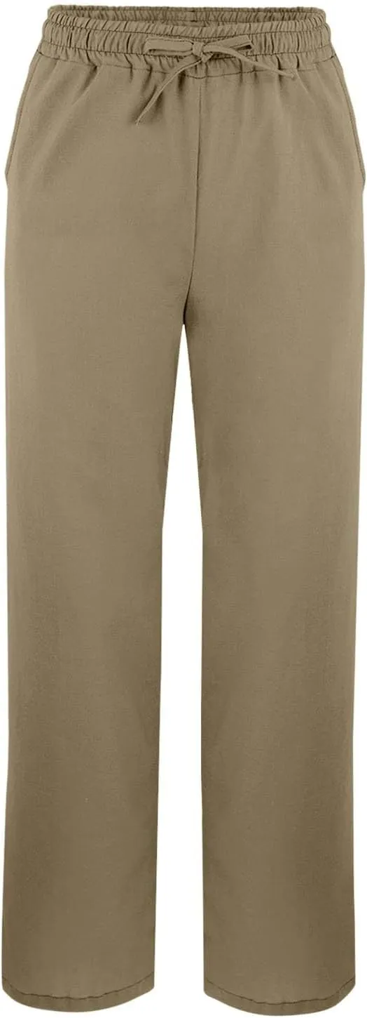 Linen Pants for Women 2025 Summer High Waist Elastic Straight Leg Lounge Pant Casual Loose Lightweight Beach Trousers