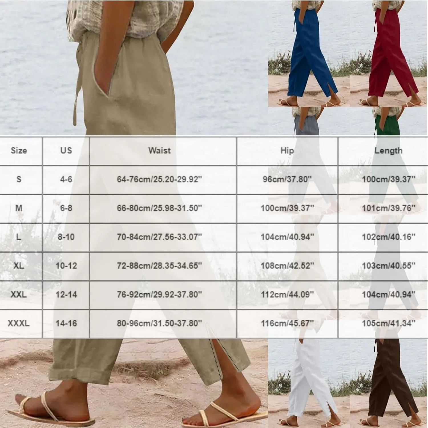 Linen Pants for Women 2025 Summer High Waist Elastic Straight Leg Lounge Pant Casual Loose Lightweight Beach Trousers