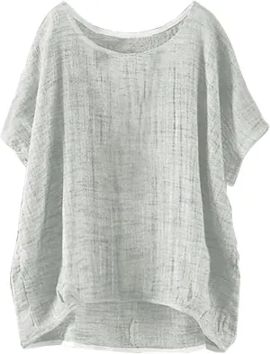 Linen Shirts for Women 2025 Summer Oversized Short Sleeve Tops Casual Loose Resort Wear Beach Vacation Blouses