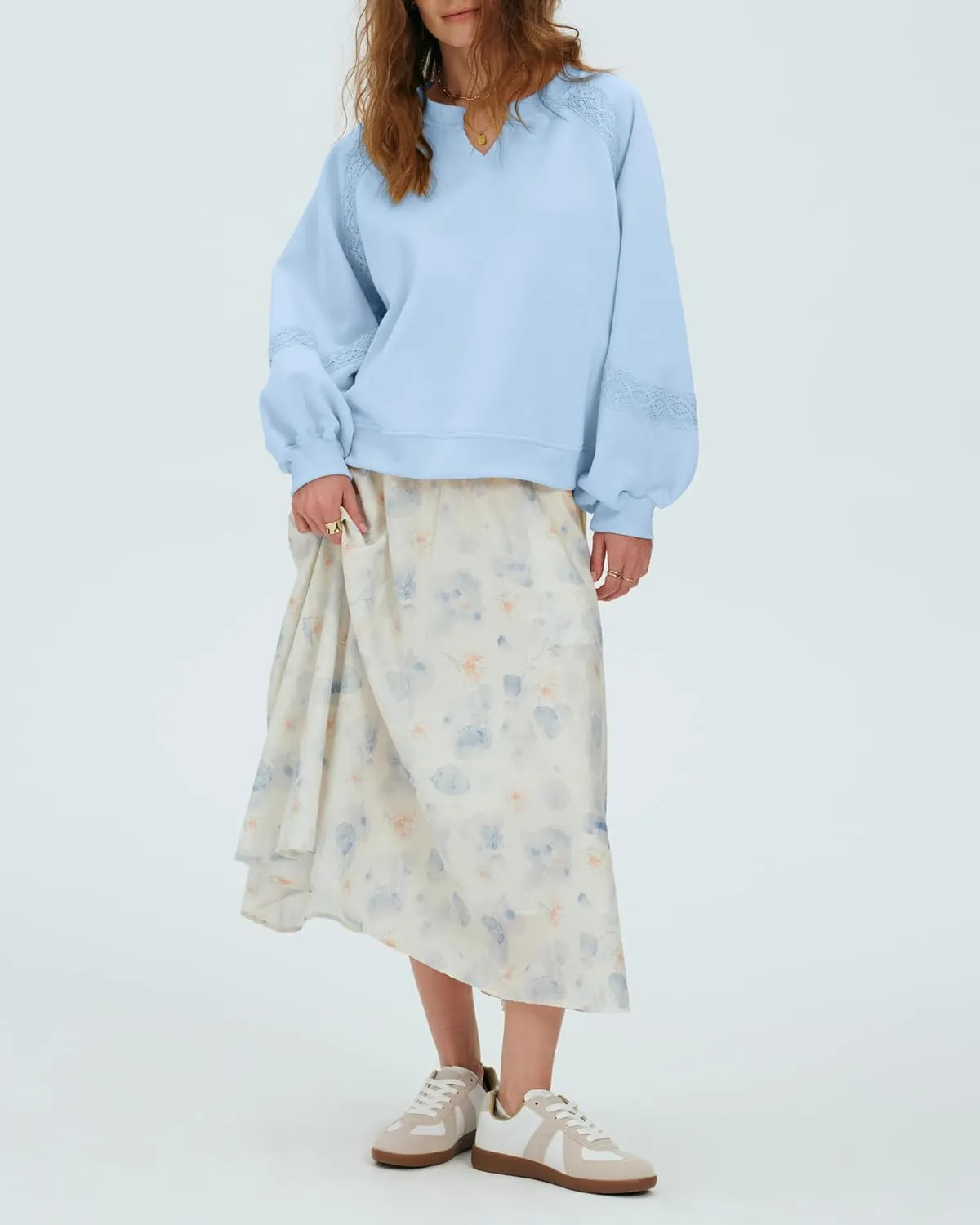 Locachy Womens Oversized Sweatshirt Casual V Neck Long Sleeve Cropped Pullover Tops Trendy Loose Blouses