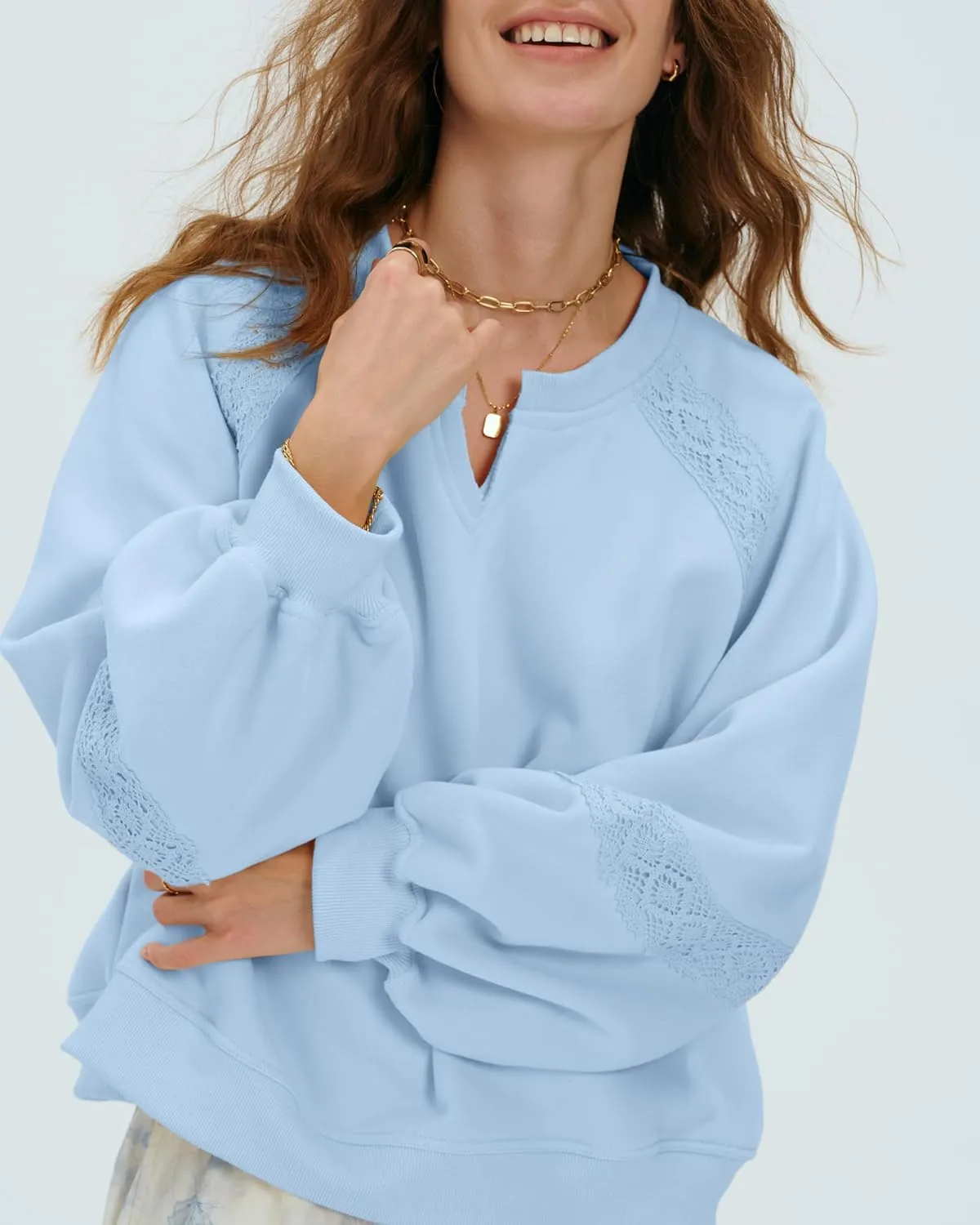 Locachy Womens Oversized Sweatshirt Casual V Neck Long Sleeve Cropped Pullover Tops Trendy Loose Blouses