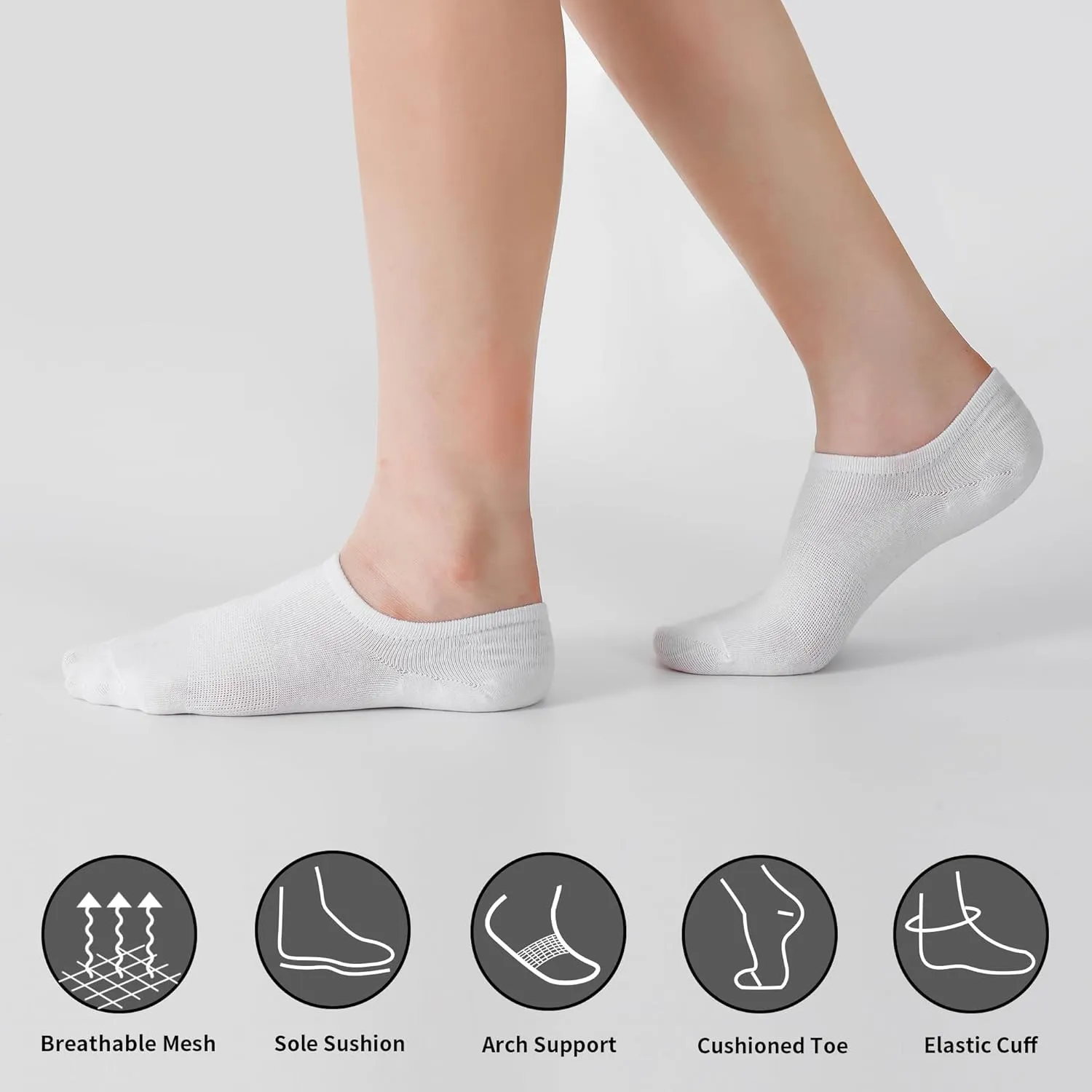 Loucey 18 Packs No Show Socks Invisible Socks Men Women Cushioned Low Cut Ankle Sock for Running Gym Hiking (9 Pairs)