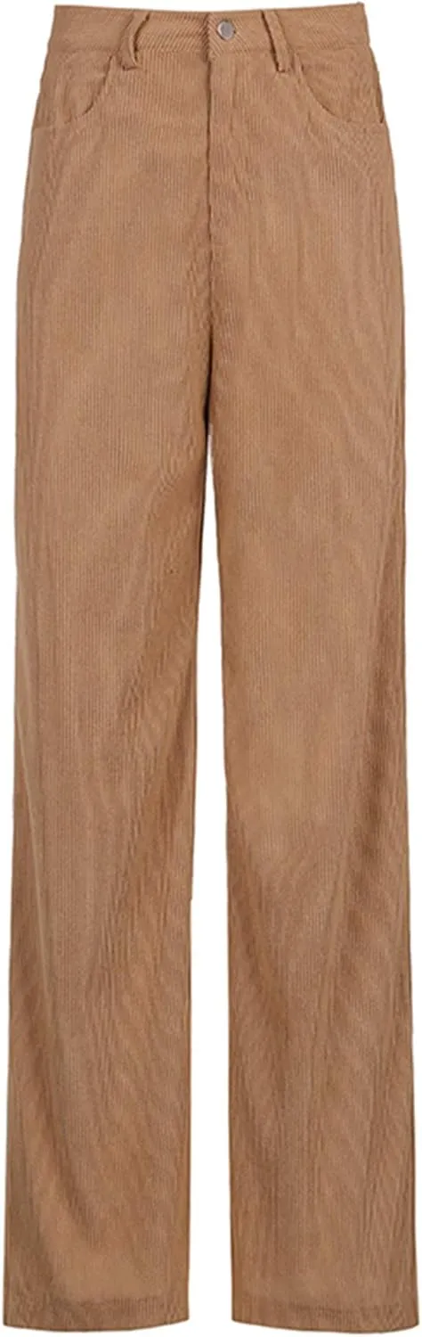Madjtlqy Women's Casual Pants for Work Mid Waisted Solid Color Y2K Straight Leg Cargo Pants Baggy Trendy Wide Leg Trousers