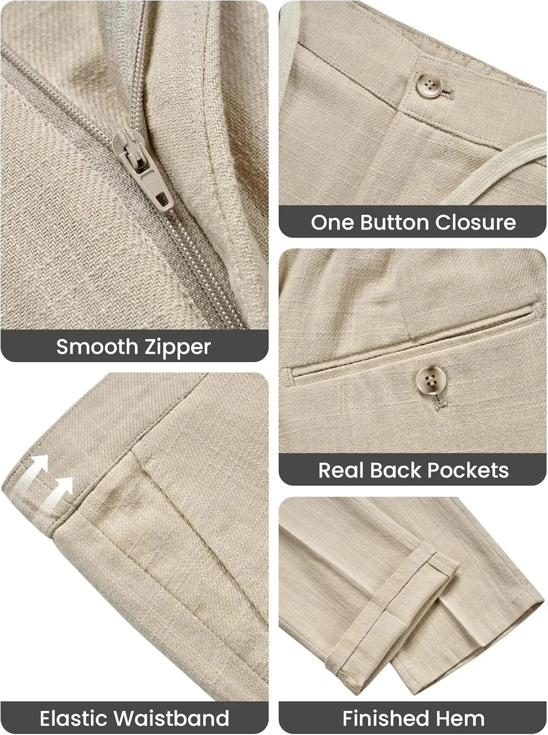 MAGE MALE Men's 2 Piece Linen Suits Set Casual Lightweight Blazer Jacket and Pants for Wedding Business Prom