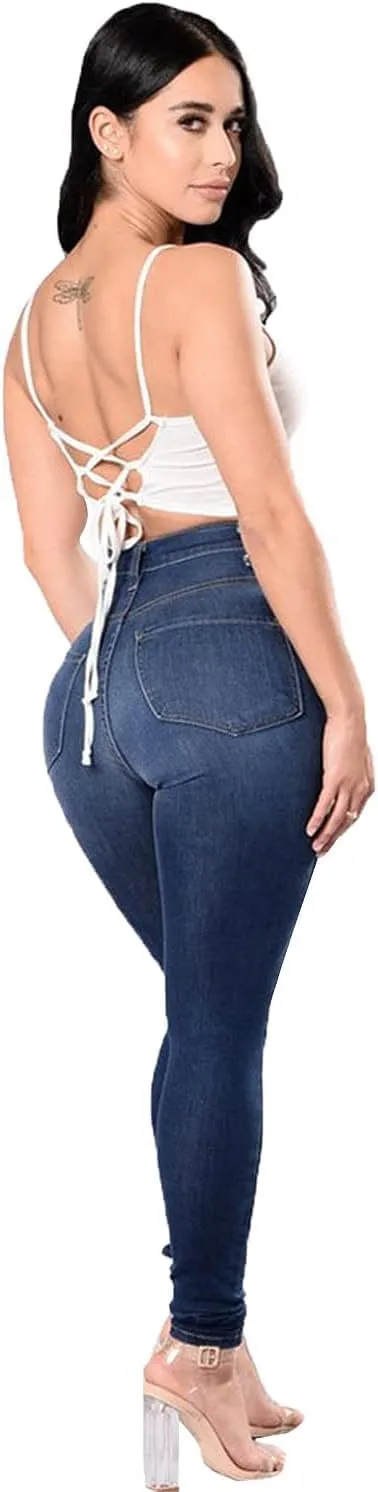 Maiyifu-GJ Women's High Waist Skinny Ripped Jeans Slim Destroyed Denim Stretch Trousers Stretch Pencil Jeans