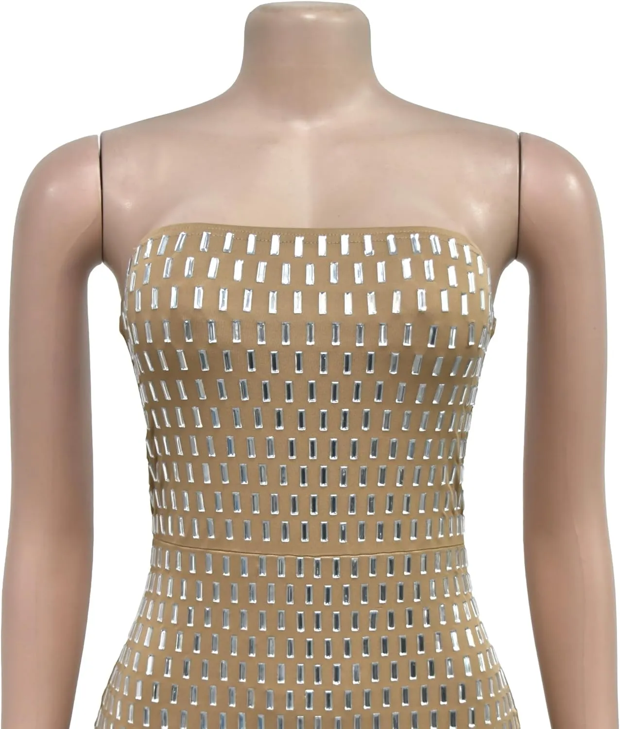 Maxi Formal Dresses for Women Wedding Guest Sexy Strapless Sparkly Rhinestone Long Bodycon Vestidos
