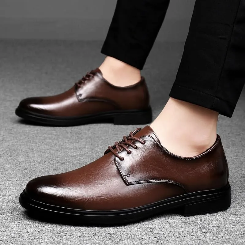 Mens Business Oxford Shoes Leather Dress Shoes Comfortable Office Shoes for Work Professional Lace Up(Black,9.5)