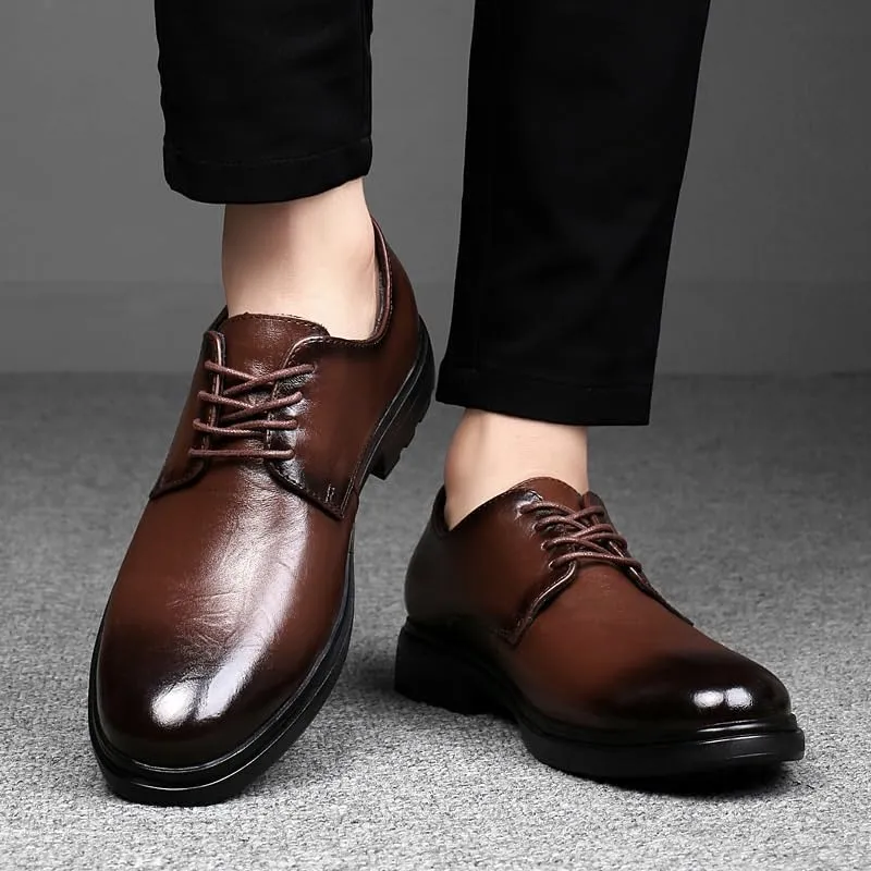 Mens Business Oxford Shoes Leather Dress Shoes Comfortable Office Shoes for Work Professional Lace Up(Black,9.5)