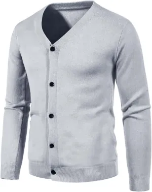 Men's Cardigan Sweaters Casual V Neck Button Down Ribbed Knit Long Sleeve Pure Color Knitted Sweater Fall Clothes