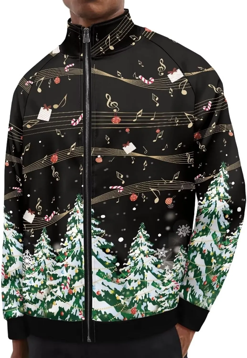 Mens Casual Jacket Long Sleeve Zipper Sweatshirt Loose Fit Stand Collar Hoodie Coat Winter Outfit Comfy Streetwear
