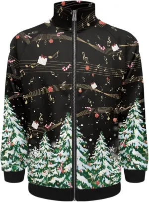 Mens Casual Jacket Long Sleeve Zipper Sweatshirt Loose Fit Stand Collar Hoodie Coat Winter Outfit Comfy Streetwear