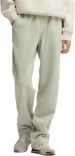 Men's Fleece Lined Thermal Straight Leg Pants Elastic Waist Loose Fit Casual Full Length Trousers