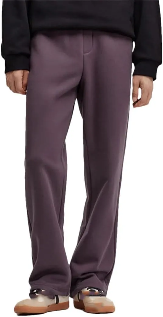 Men's Fleece Lined Thermal Straight Leg Pants Elastic Waist Loose Fit Casual Full Length Trousers