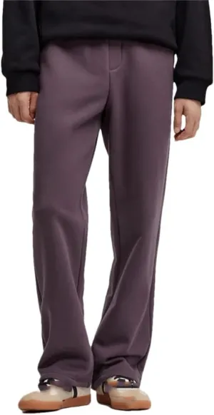 Men's Fleece Lined Thermal Straight Leg Pants Elastic Waist Loose Fit Casual Full Length Trousers