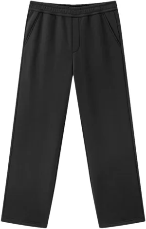 Men's Fleece Lined Thermal Straight Leg Pants Elastic Waist Loose Fit Casual Full Length Trousers