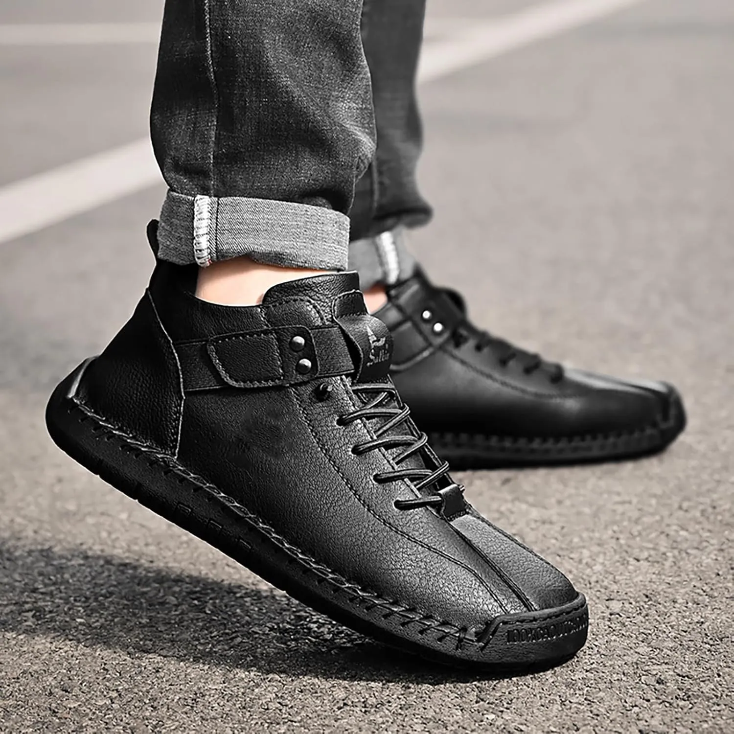 Mens High Top Sneakers Solid Color Lace-up Casual Breathable Soft Walking Running Shoes Comfortable Tennis Shoes Flat Bottom Non Slip Summer Spring Mens Shoe