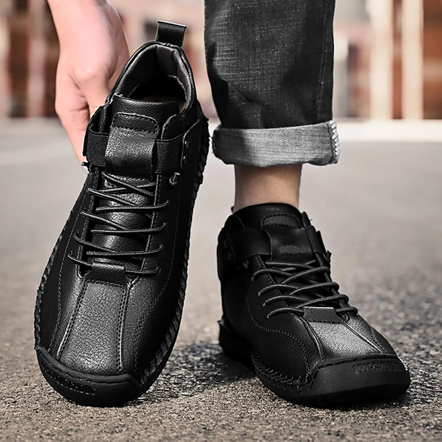 Mens High Top Sneakers Solid Color Lace-up Casual Breathable Soft Walking Running Shoes Comfortable Tennis Shoes Flat Bottom Non Slip Summer Spring Mens Shoe