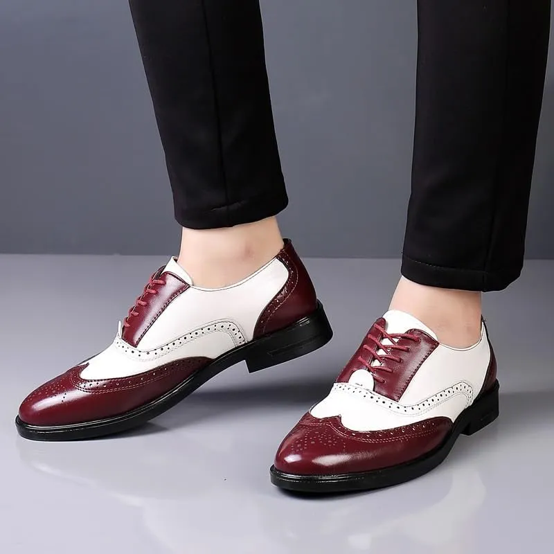 Men's Leather Brogues Dress Shoes, Men Big Size Fashion Wedding Party Men Dress Shoes Italian Designer Male Drivng Formal Shoes Lace Up Men Oxfords