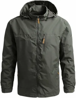 Mens Lightweight Waterproof Jacket Mountain Sport Jacket with Hooded Loose Fit Hiking Windbreaker Raincoat