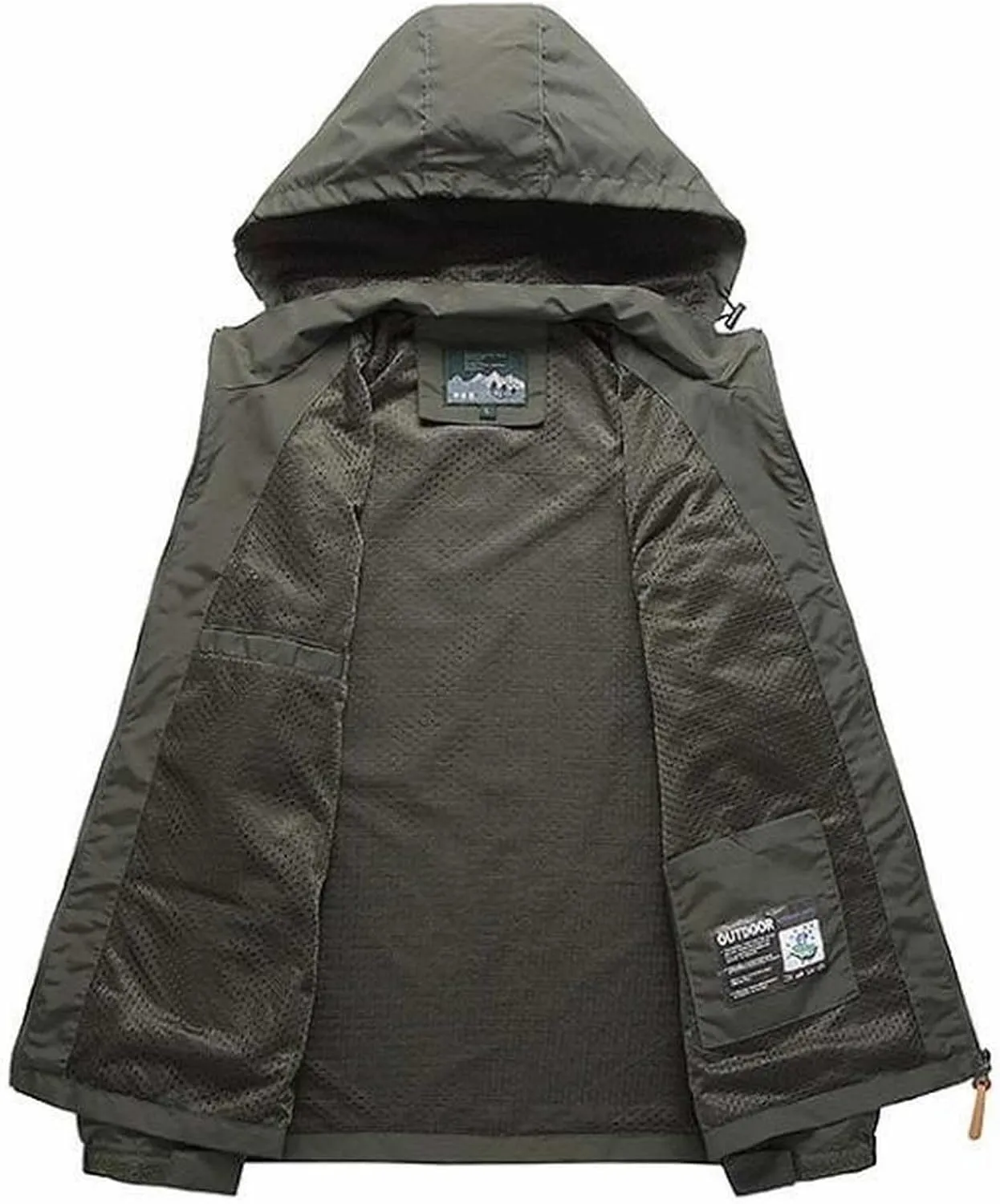 Mens Lightweight Waterproof Jacket Mountain Sport Jacket with Hooded Loose Fit Hiking Windbreaker Raincoat