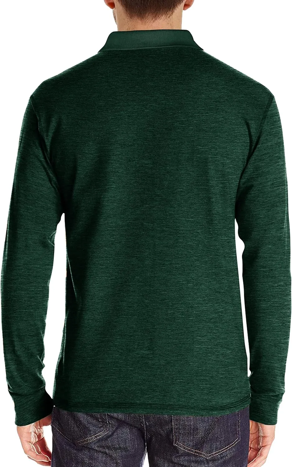 Mens Long Sleeve Polo Shirts Casual Fashion Button Up Collared Golf T Shirts with Pocket