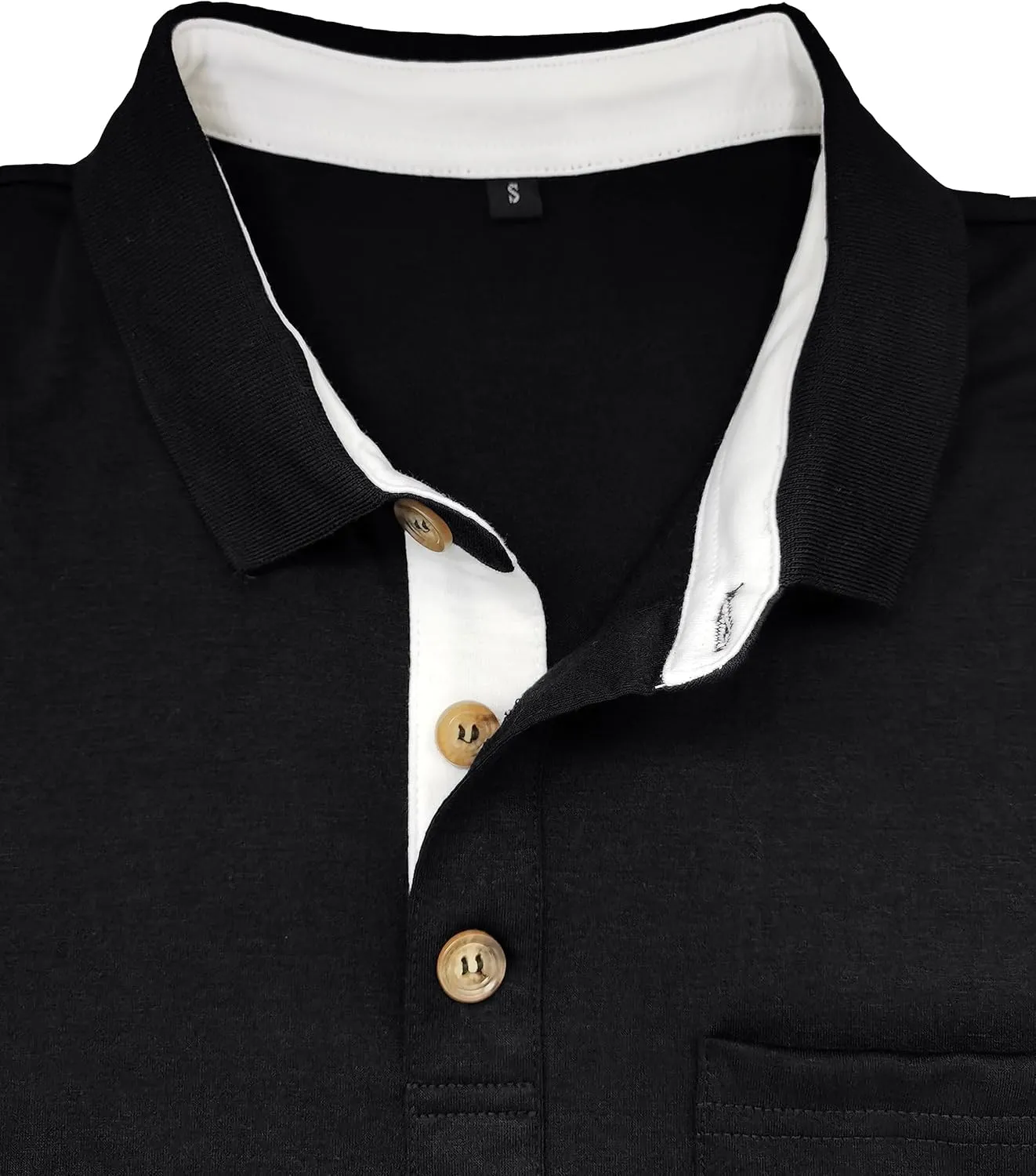 Mens Long Sleeve Polo Shirts Casual Fashion Button Up Collared Golf T Shirts with Pocket