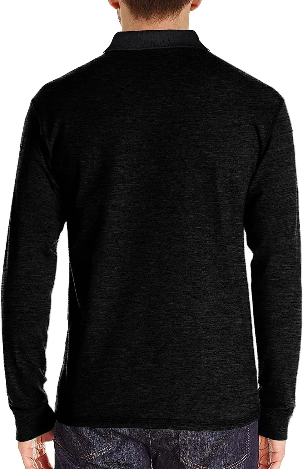 Mens Long Sleeve Polo Shirts Casual Fashion Button Up Collared Golf T Shirts with Pocket