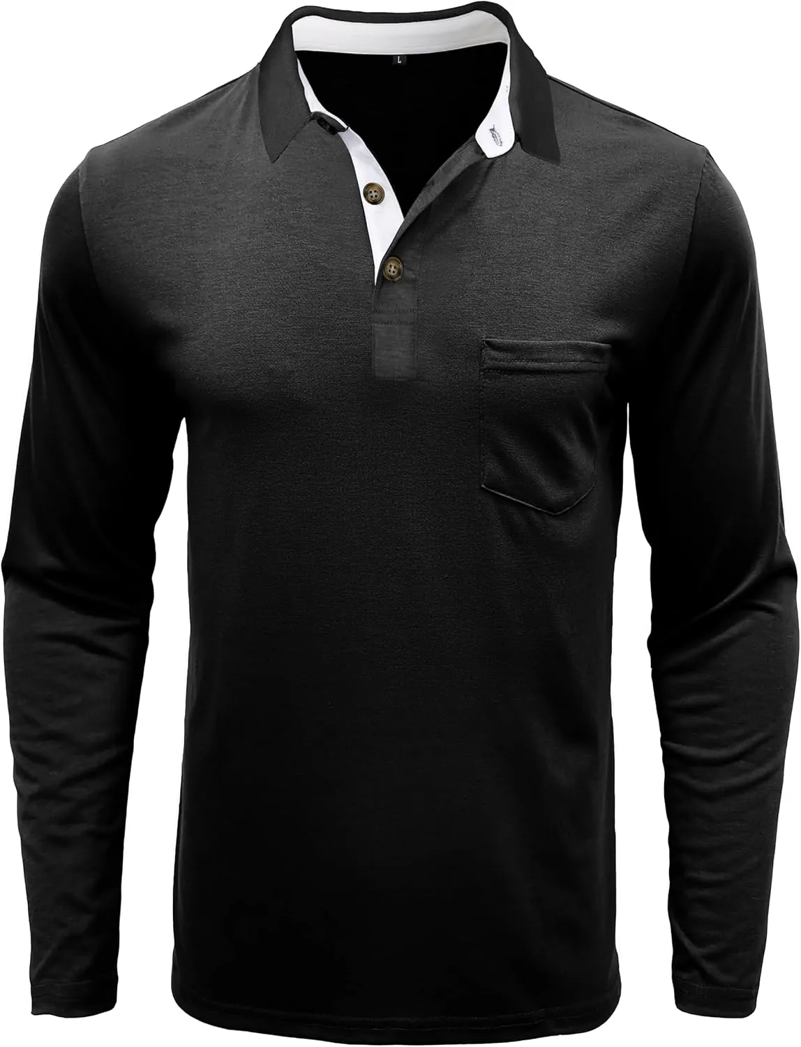 Mens Long Sleeve Polo Shirts Casual Fashion Button Up Collared Golf T Shirts with Pocket