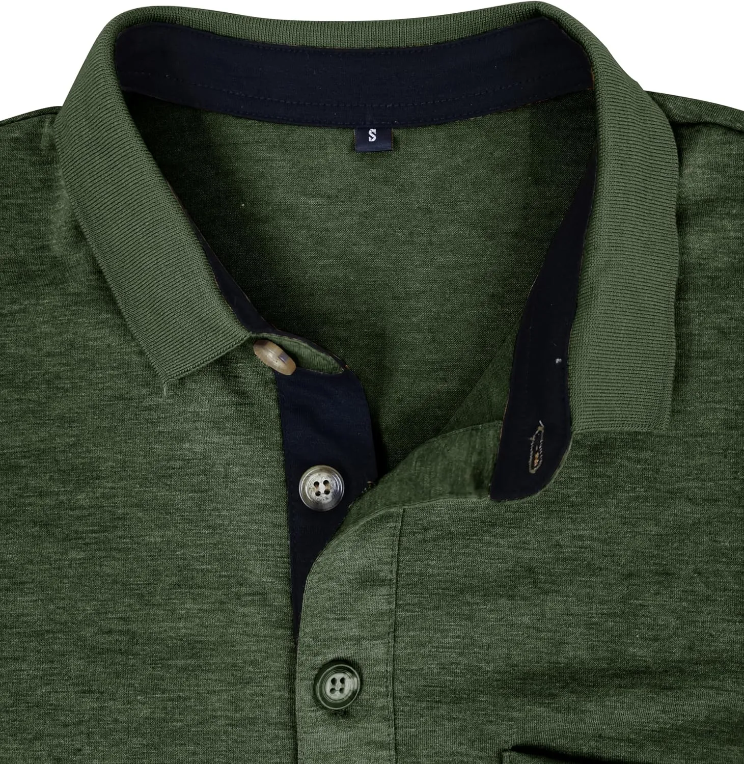 Mens Long Sleeve Polo Shirts Casual Fashion Button Up Collared Golf T Shirts with Pocket