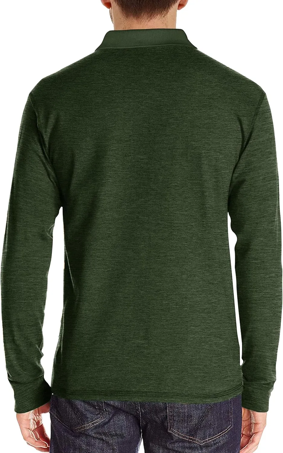 Mens Long Sleeve Polo Shirts Casual Fashion Button Up Collared Golf T Shirts with Pocket