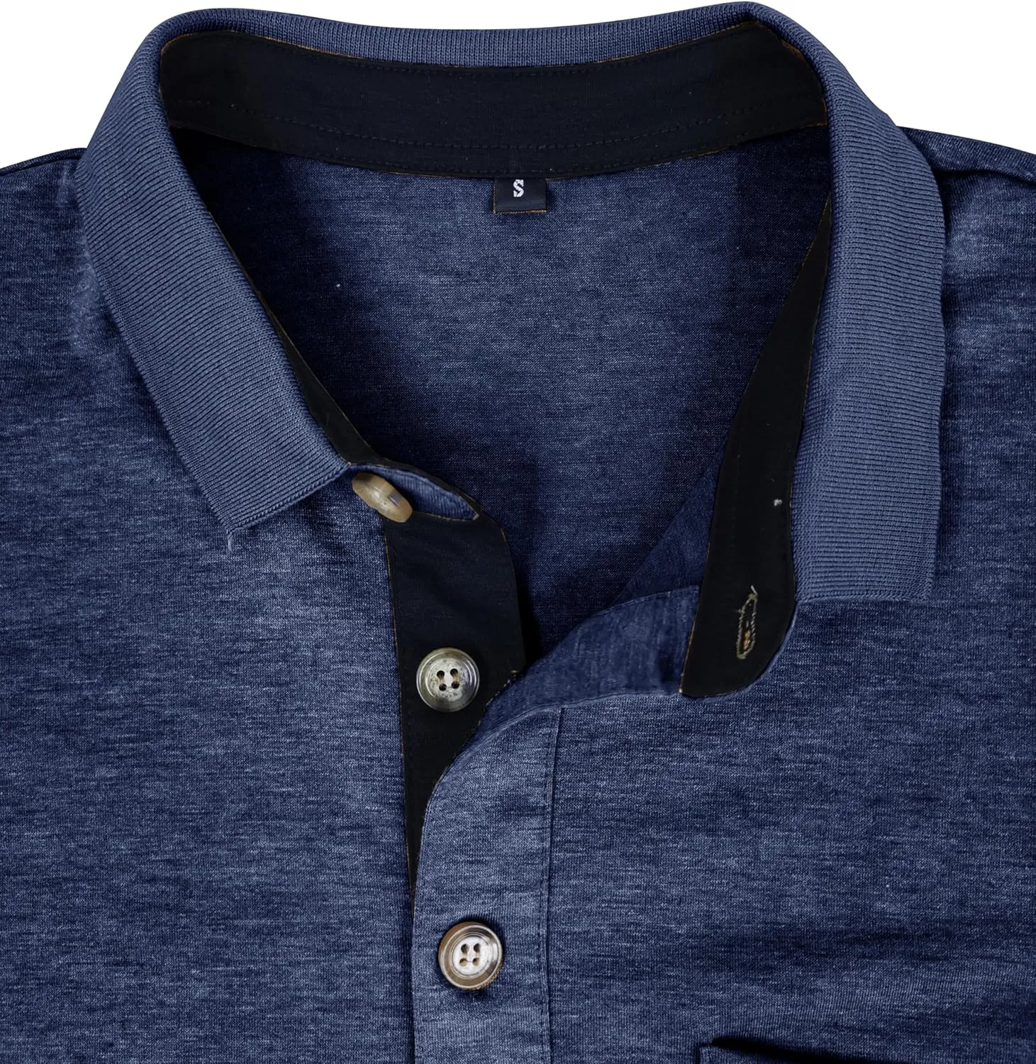 Mens Long Sleeve Polo Shirts Casual Fashion Button Up Collared Golf T Shirts with Pocket