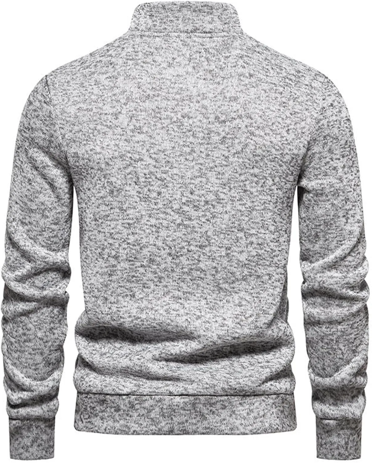 Men's Stand Collar Knit Sweater Henley Quarter Button Pullover Knit Long Sleeve Slim Fit Thermal Outdoor Sweater