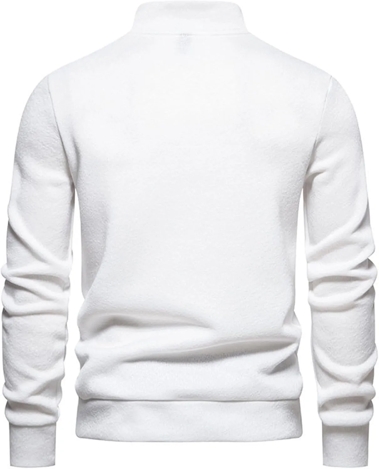 Men's Stand Collar Knit Sweater Henley Quarter Button Pullover Knit Long Sleeve Slim Fit Thermal Outdoor Sweater