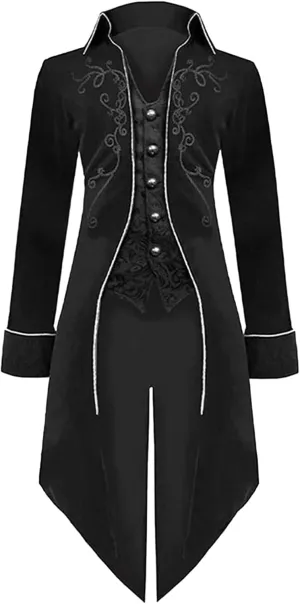 Men's Steampunk Vintage Tailcoat Jacket Gothic Victorian Tuxedo Frock Coat Uniform Halloween Costume for Men